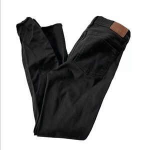 Madewell 9” High Rise Skinny Jeans Black Raw Hem Size 28